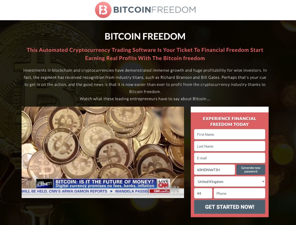 Bitcoin Freedom Erfahrungen - Sreenshot der Startseite